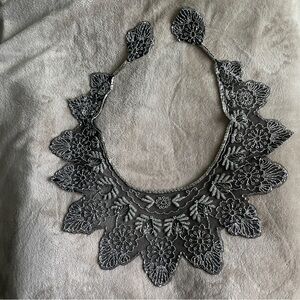 Black beaded neckline collar